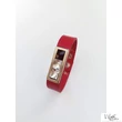 Kis táblás, fekete - fehér Swarovski® fúl ékköves " Z " bőr karpánt