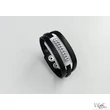 Szolár kocka betétes Swarovski® köves két színű bőr karkötő