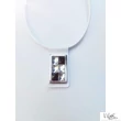 Fekete - fehér Swarovski® fúl ékköves fém táblás " Z " bőr nyaklánc