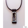 Kis táblás, fekete - fehér Crystal Rock Swarovski® köves bőr nyaklánc