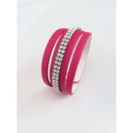 2 soros szélen vágott Swarovski köves bőr karkötő