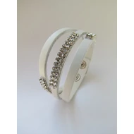 Kisvágott 3 lépcsős Swarovski köves bőr karkötő