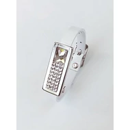 Kis táblás fehér Swarovski® ékköves csatos vékony bőr karpánt