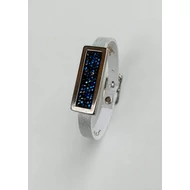 Kék Jeges kis táblás Crystal Rock Swarovski® köves hologramos fehér csatos, vékony bőr karpánt