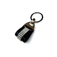 Fém foglalatos 4 Swarovski kősoros bőr kulcstartó