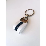 Fém foglalatos Bermuda Blue Crystal Rock Swarovski® Elements kristályokkal díszített bőr kulcstartó