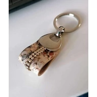 Fém foglalatos 2 Swarovski® kősoros bőr kulcstartó