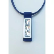 Kis táblás, 3 fehér Swarovski® fúl ékköves bőr nyaklánc