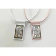 Fém táblás, 4 ékköves, 4X6 Swarovski® köves bőr nyaklánc