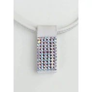 6X11 AB Swarovski® köves " széles bőr nyaklánc