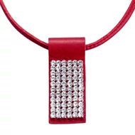  6 soros Swarovski köves széles bőr nyaklánc