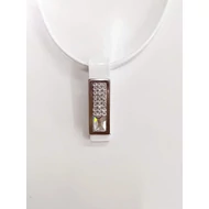 Kis táblás FEHÉR Swarovski® ékköves bőr nyaklánc