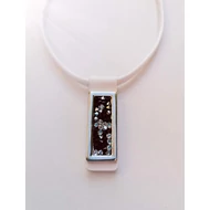 Kis táblás, fekete - fehér Crystal Rock Swarovski® köves bőr nyaklánc