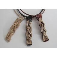  Fonott Swarovski köves bőr nyaklánc