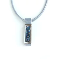 Kék Jeges kis táblás Crystal Rock Swarovski® köves hologramos kék bőr nyaklánc