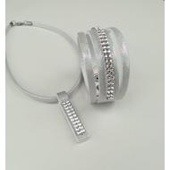 2 soros szélen vágott Swarovski köves bőr szett
