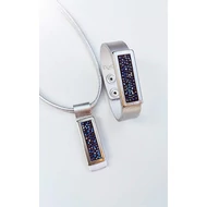 Kék Jeges kis táblás Crystal Rock Swarovski® köves ezüst bőr szett
