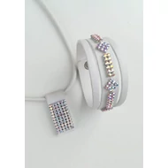 Szélen vágott Angyalka AB Swarovski® köves bőr szett, 6x11 medállal