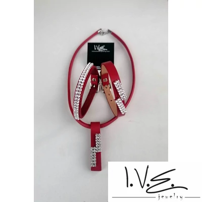 3 részes Swarovski köves piros ferde Z szett 
