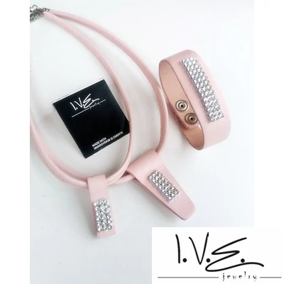 3 részes Swarovski köves matt púder rózsaszin PILLE szett 