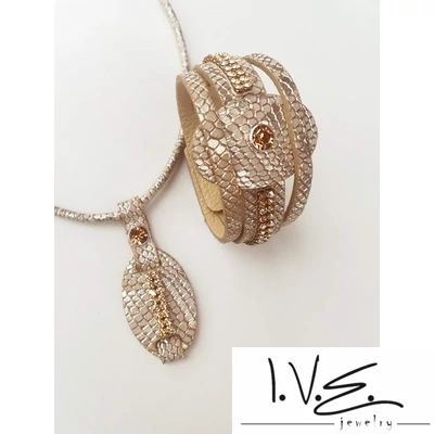 2 soros szélen vágott Szolár Swarovski® köves bőr szett